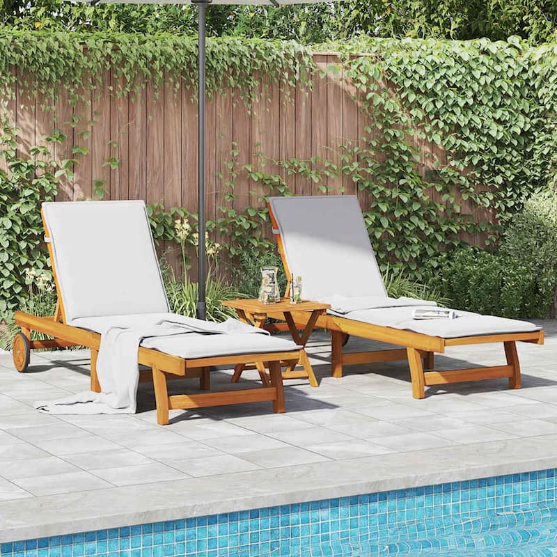 vidaXL Patio Lounge Chair Outdoor Sunbed Poolside Sunlounger Solid Wood Acacia - 78.3" x 23.2"/24.8" x 11.8"/24.4"/29.9"/33.5"