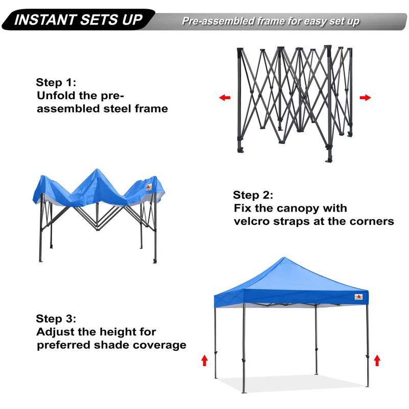 ABCCANOPY Outdoor Commercial Metal Patio Pop-Up Canopy - 10ftx10ft