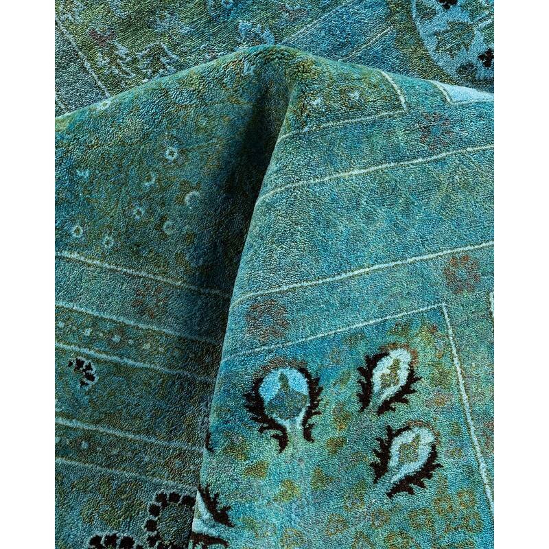 Overdyed, One-of-a-Kind Hand-Knotted Area Rug - Blue - 10' 1" x 19' 6"