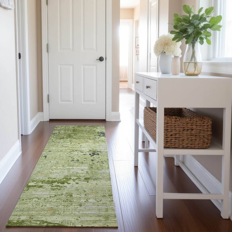 Premium Washable Super Soft Abstract Glam Mayfield Rug - Aloe - 2'3" x 7'6"