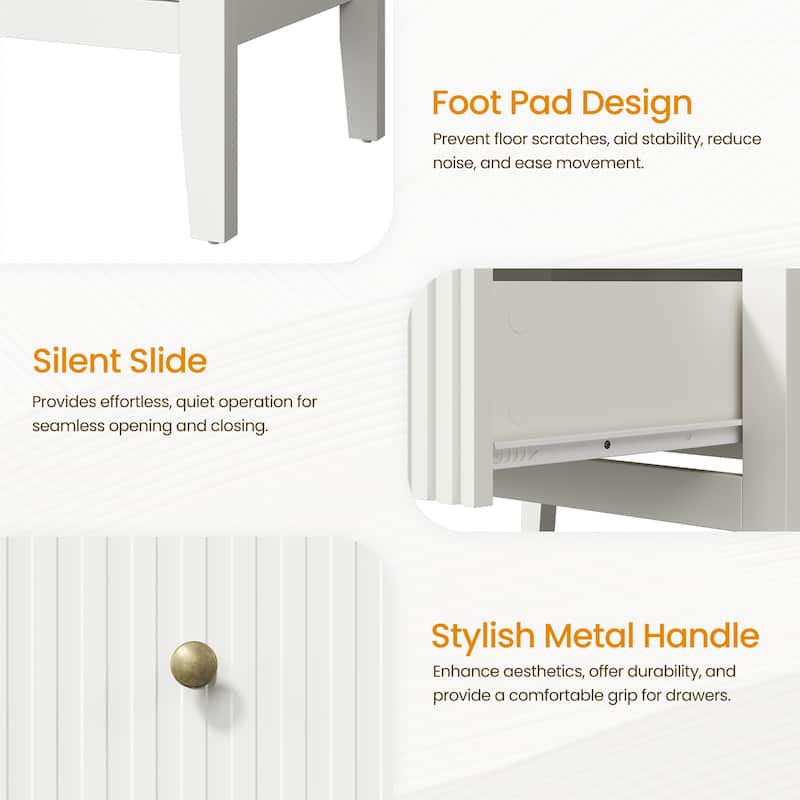 Elegant 5-Drawer Dresser Antique White for Bedroom
