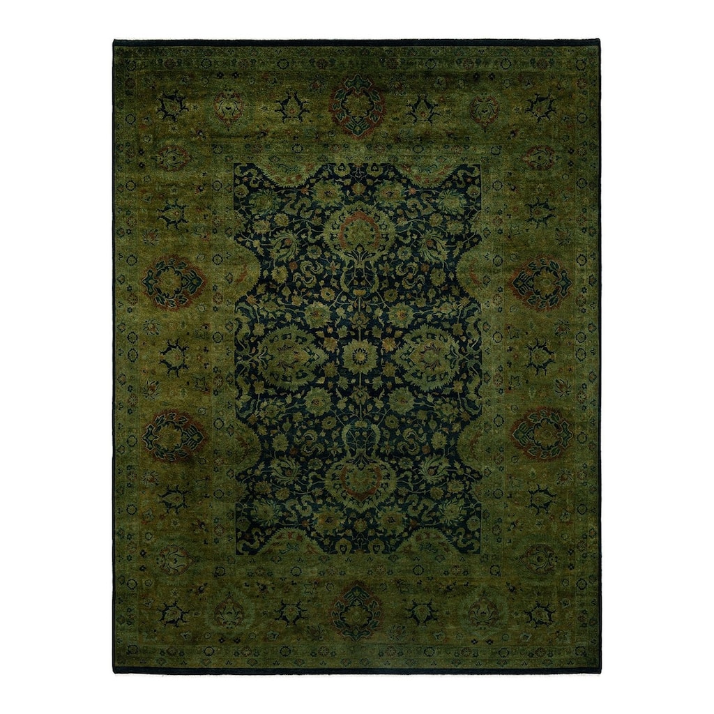 Overdyed, One-of-a-Kind Hand-Knotted Area Rug - Black - 9' 2" x 11' 10"
