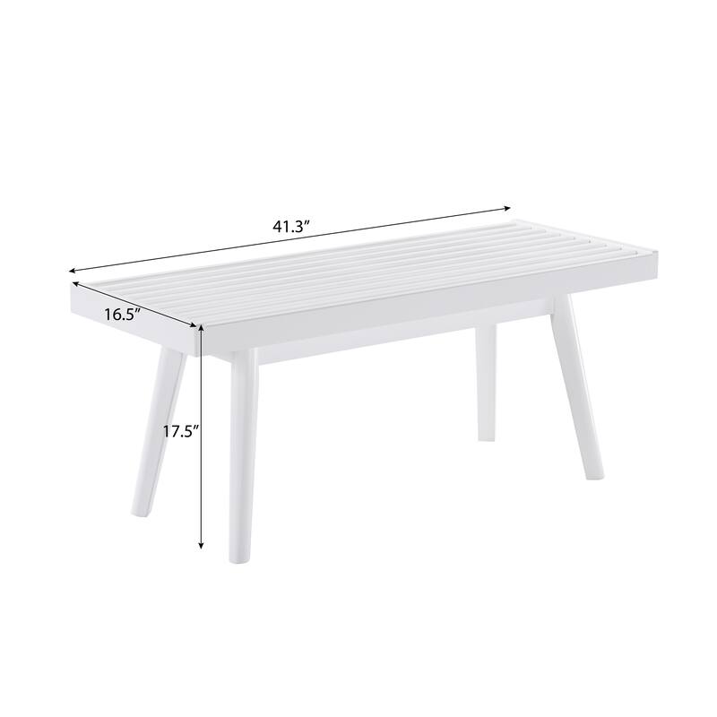 Solid Wood Slatted Bench, 41.30-Inch Long