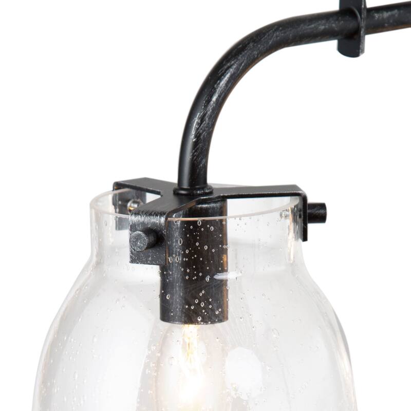 Modern Farmhouse 3-Light Linear Chandelier Seeded Glass Island Lights for Dining Room - L25"x W 5"x H 14"