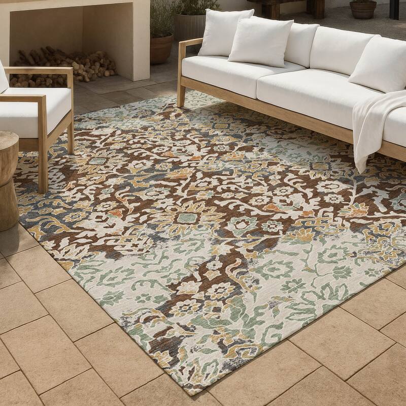 Machine Washable Indoor/ Outdoor Global Avon Chantille Rug - Chocolate - 10' x 14'