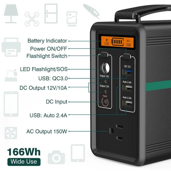 Shop Beaudens Portable Power Generator 166wh Power Station Overstock 29339031