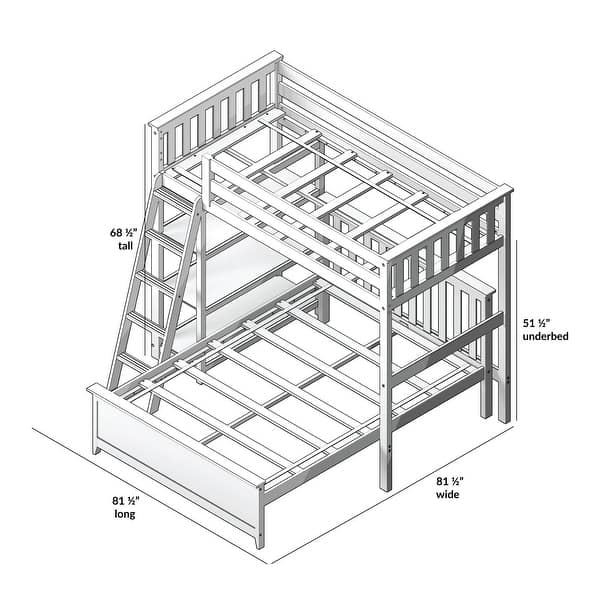 dimension image slide 1 of 2, Max and Lily L Shaped Twin over Full Bunk Bed with Bookcase