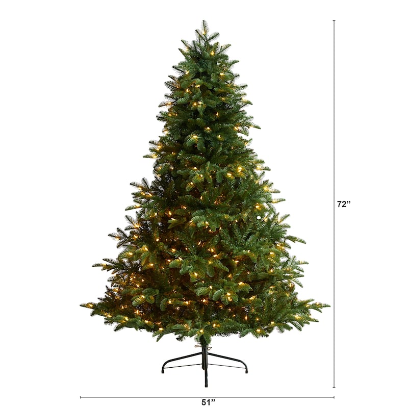 6’ Pre-Lit South Carolina Spruce Artificial Christmas Tree, Warm White LED Lights - 6 Foot