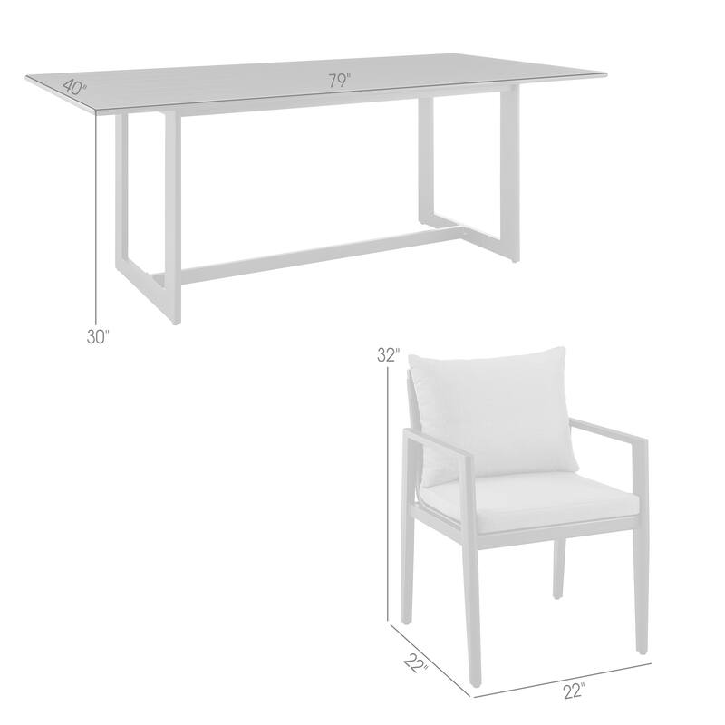 Grand Outdoor Patio 5-Piece Dining Table Set in Aluminum with Grey Cushions