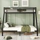 preview thumbnail 2 of 9, Black Twin XL over Queen Size Metal Bunk Bed with Space-Saving Design and Ladder for Teens