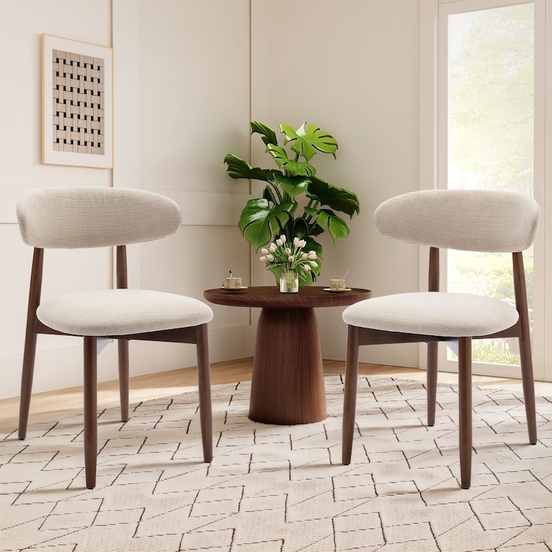 Modern Farmhouse Wooden Dining Chairs (Set of 2/4/6) – Upholstered Fabric Side Chairs with Floor Protectors