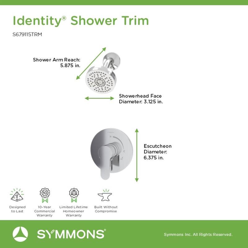 Symmons S679115TRM Identity HydroMersion Tub and Shower Trim Package