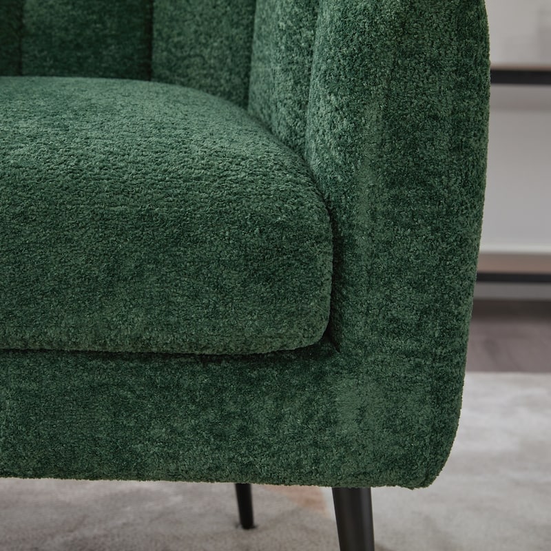 Modern Upholstered Vanity Barrel Accent Chair with Metal Legs, Lounge Chair Single Sofa Round Leisure Armchair