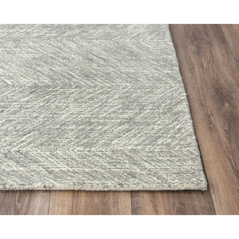 Alora Decor Trace Grey and Ivory Geometric Hand-tufted Wool Rug