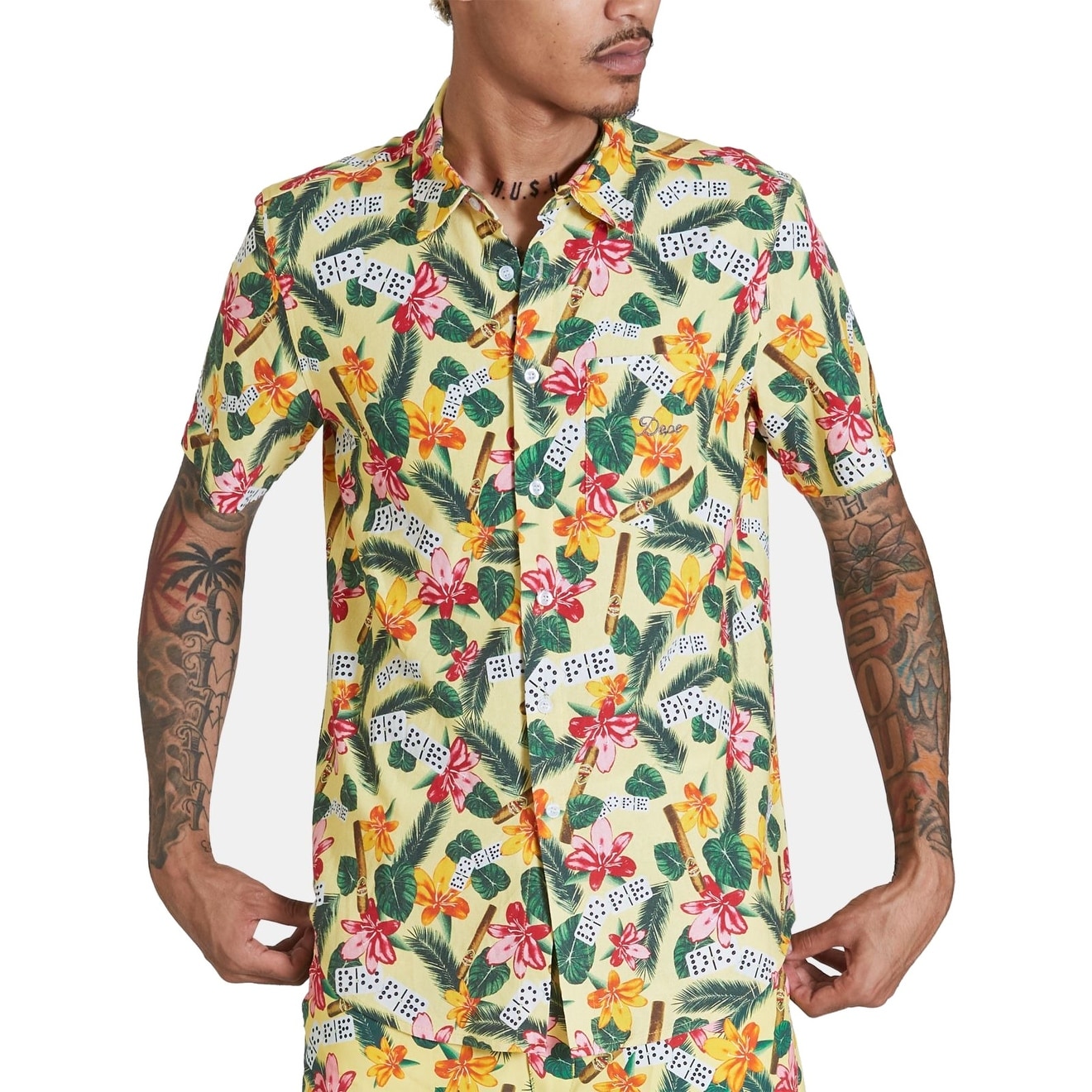 Dope Mens Shirt Yellow Size 2xl Foral Print Short Sleeve Button Up On Sale Overstock 31692767