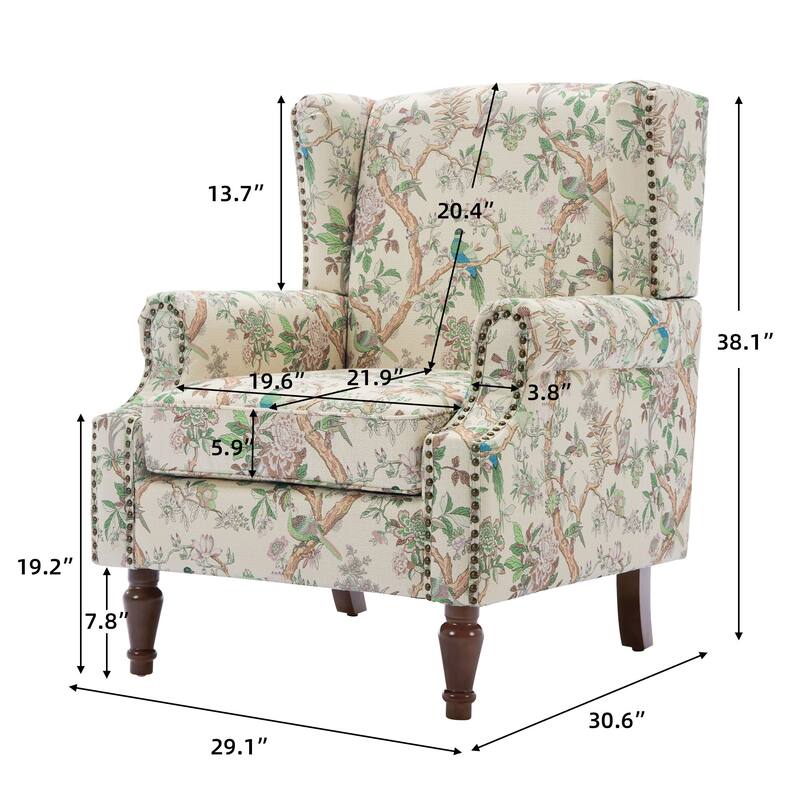 Patterned Upholstered Accent Chair for Living Room