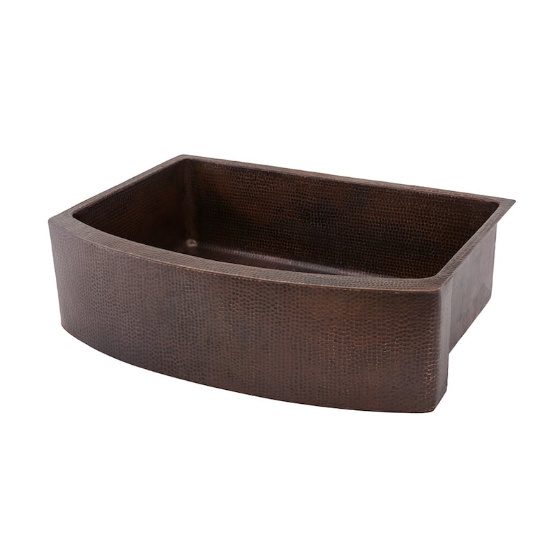 33-in Hammered Copper Kitchen Rounded Apron Single Basin Sink with Matching Drain and Accessories (KSP3_KASRDB33249)