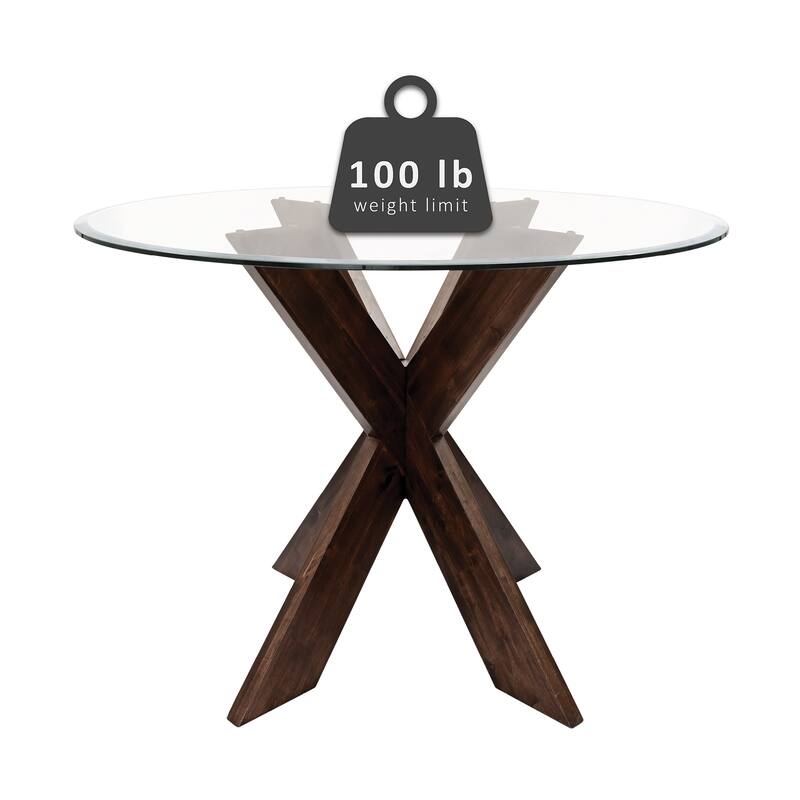 Linon Allard X-base Round Glass Dining Table (Table Only)