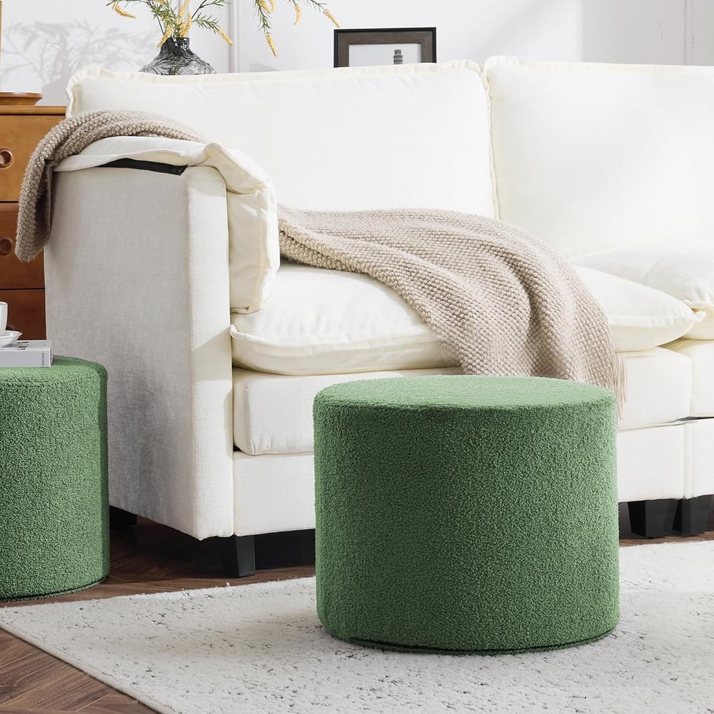 Bezseller Soft Boucle Pouf Ottoman, Comfortable Foot Rest, Full Foam Filling Footstool for Living Room, Bedroom