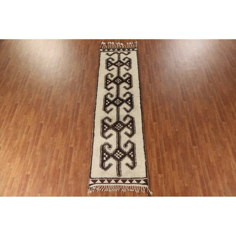Push Anatolian Natural Dye Runner Rug Hand-knotted Wool Carpet - 3'2"x 11'4"