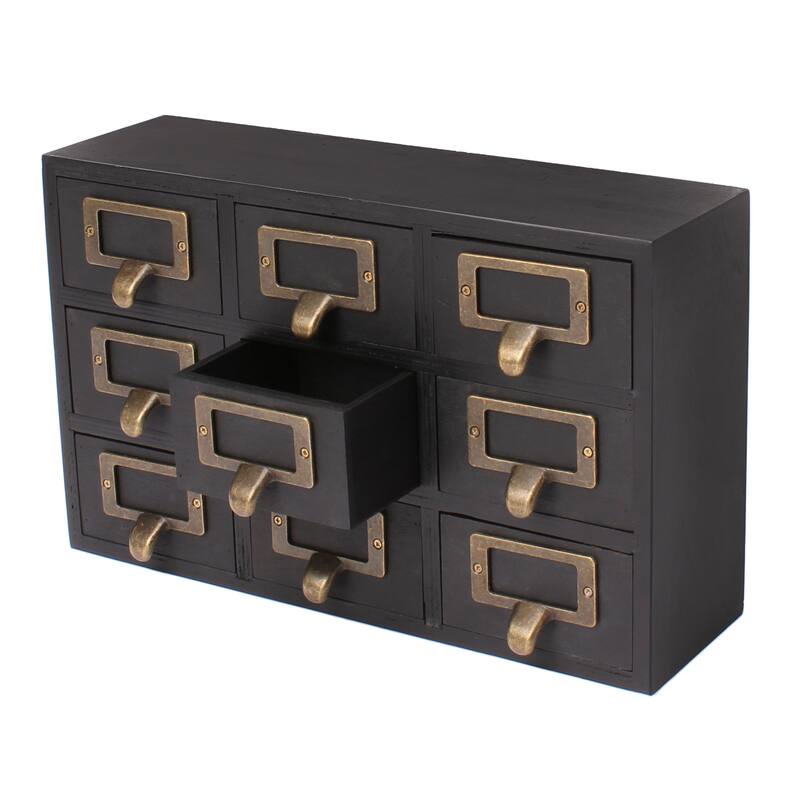 Kate and Laurel Apothecary Wood Desk Drawer Set, 9 Drawers