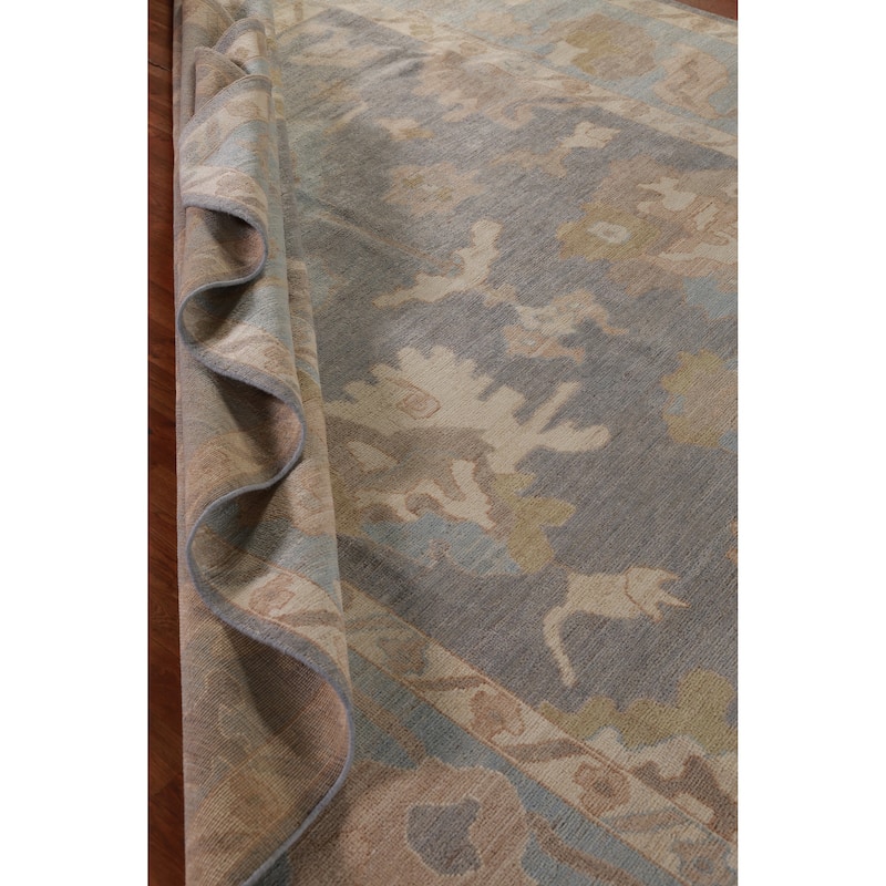 Hand Knotted Oriental 100% Wool Carpet Transitional All-Over Greys & Charcoal Oushak Area Rug - 11' 8'' X 8' 6''