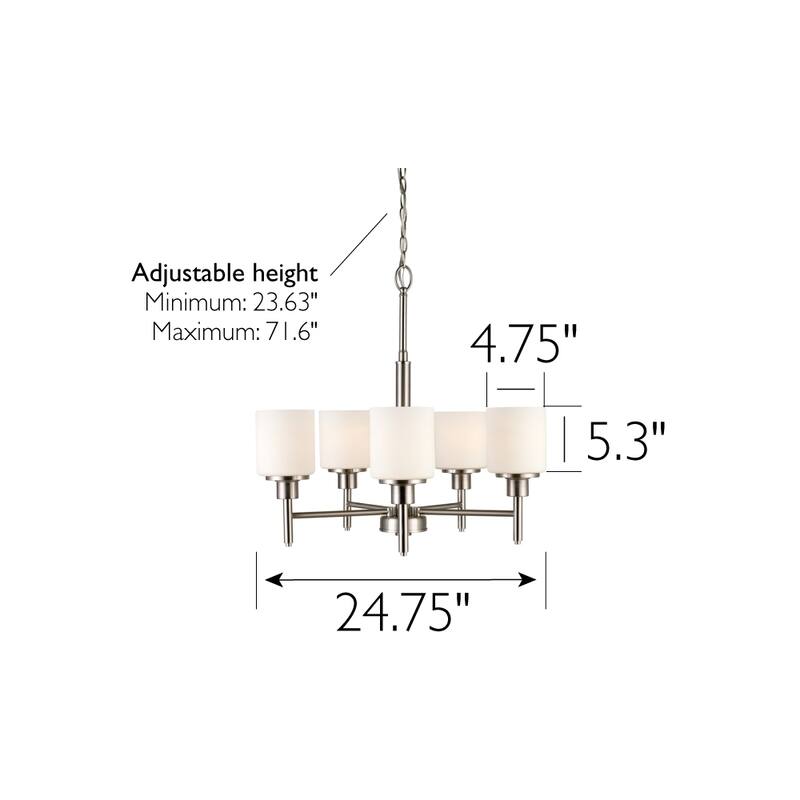 Aubrey Satin Nickel Dimmable 5-Light Chandelier