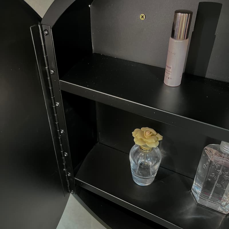 30 in. W x 30 in. H Round Black Surface Mount Bathroom Medicine Cabinet with Mirror