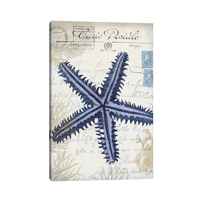 iCanvas "Seaside Postcard On Cream - Starfish" by Fab Funky Canvas Print