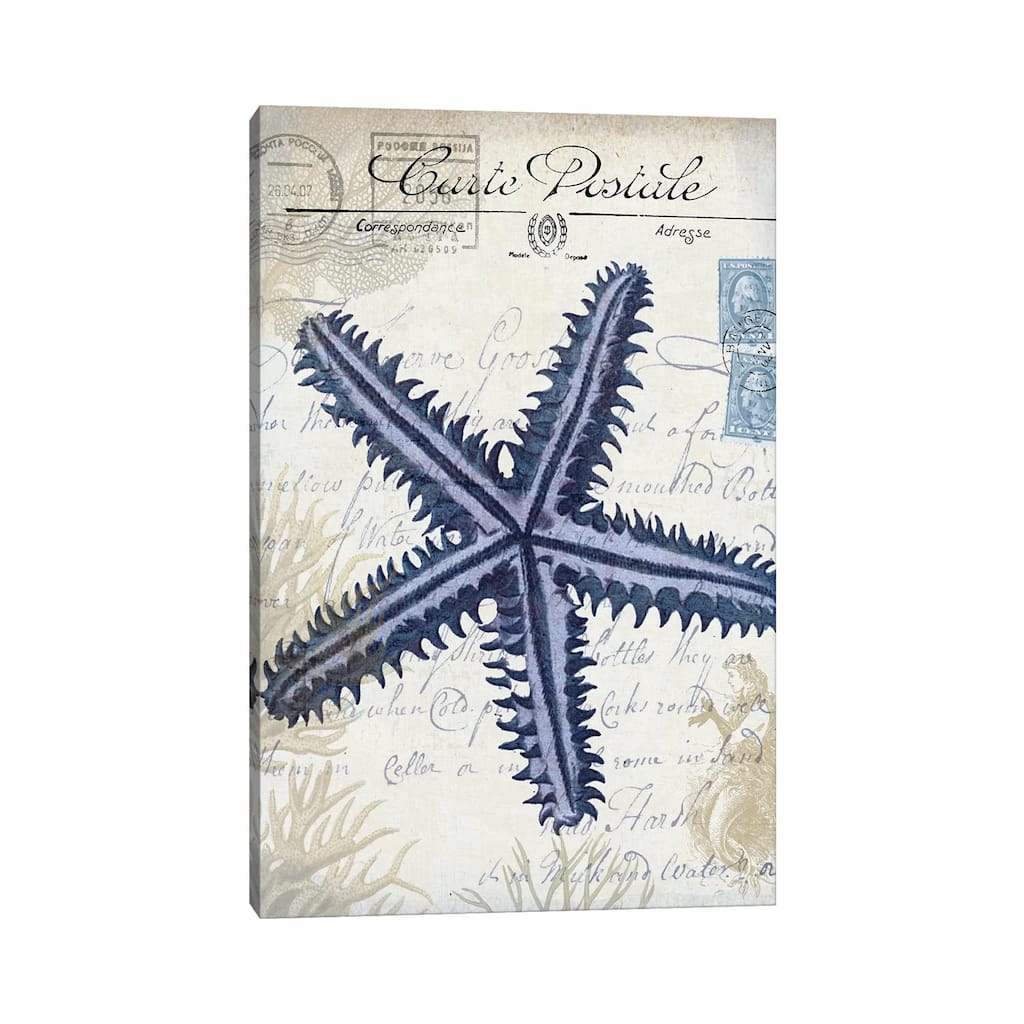iCanvas "Seaside Postcard On Cream - Starfish" by Fab Funky Canvas Print