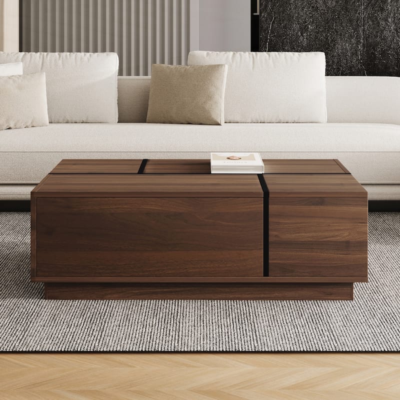 Rectangular Sliding Top Coffee Table - Walnut