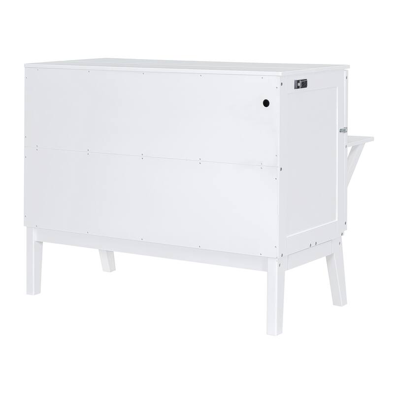 Full Size Murphy Bed with USB Port, Removable Shelves, and Space-Saving Design, White