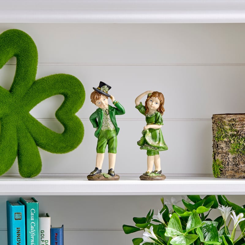 8" Resin Irish Boy And Girl set of 2