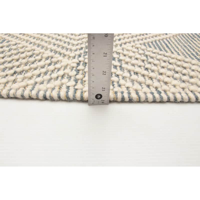 ECARPETGALLERY Braid weave Sienna Teal Wool Rug - 5'2 x 8'2