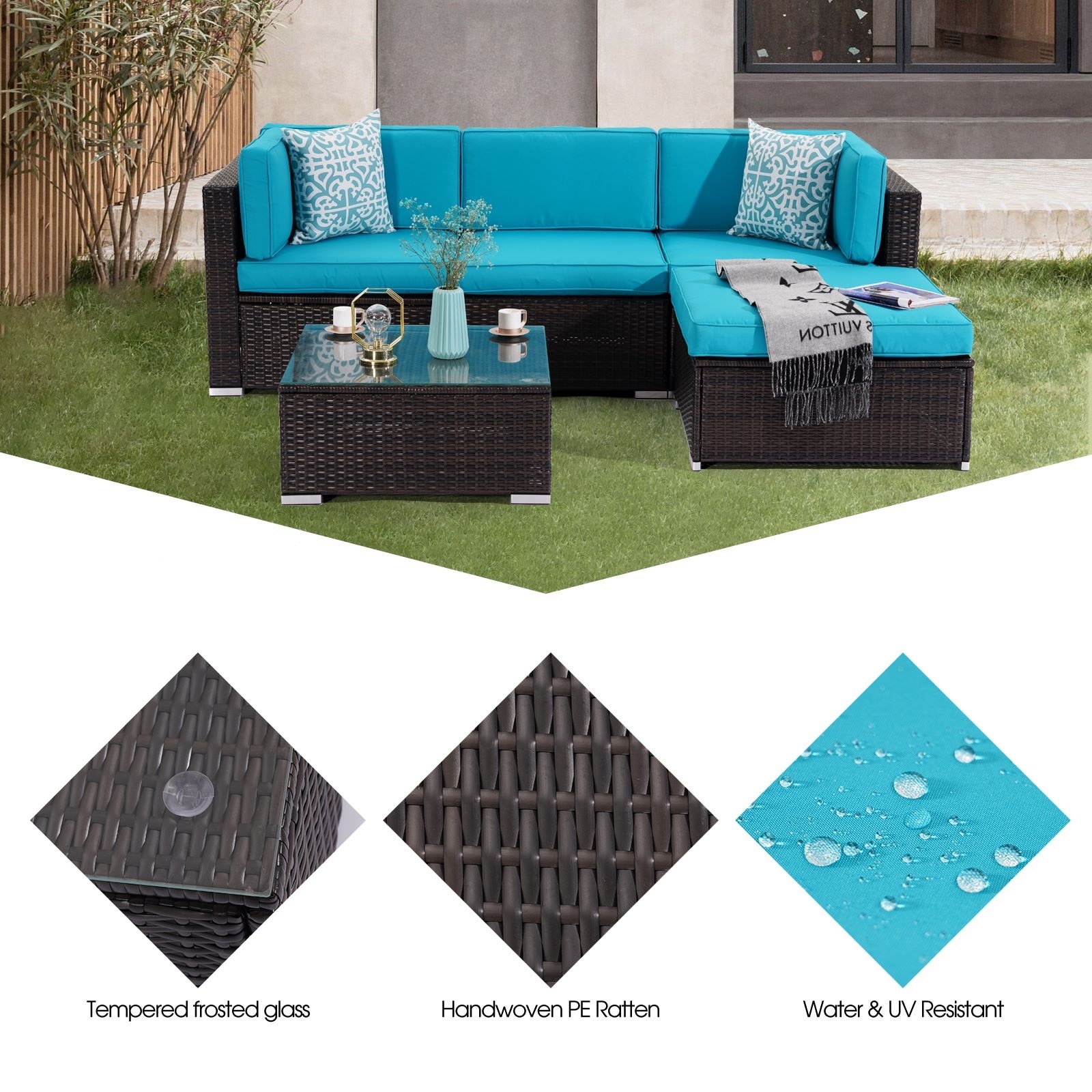 Bonosuki Patio Furniture Sets 5 Piece Outdoor Conversation Set Overstock 32883399