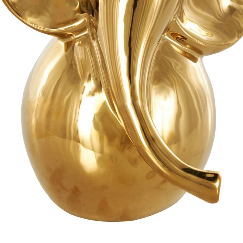 Ceramic Glossy Elephant Decorative Sculpture - Silver or Gold