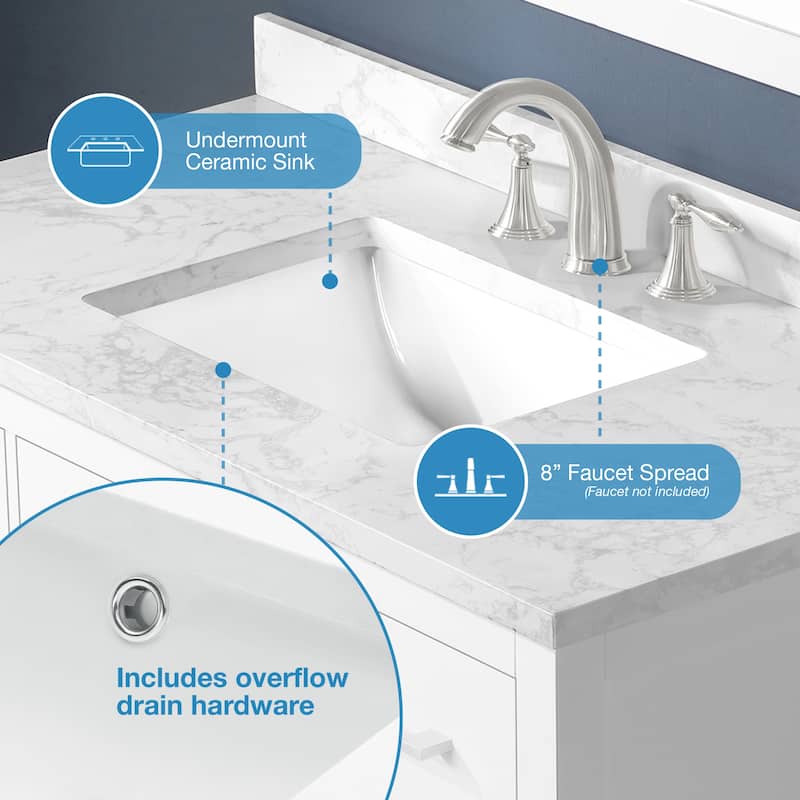 Athea Bathroom Vanity with White Engineered Marble Top