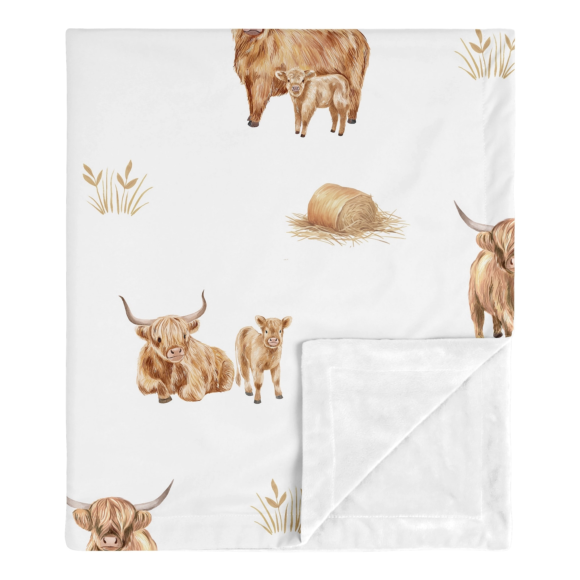 Sweet Jojo Designs Boho Highland Cow Boy, Girl, Gender Neutral Baby Receiving Security Swaddle Blanket - Farm Animal, Farmhouse