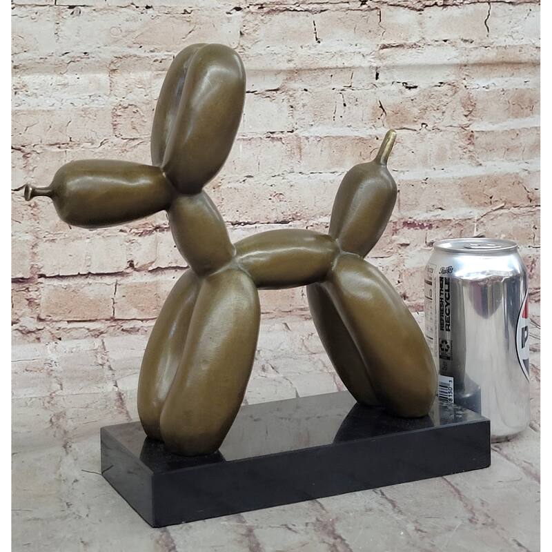 Balloon Imitative Dog Bronze Metal Sculpture Statue Decor Abstract Art On Marble Base