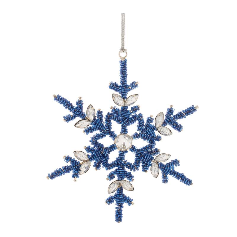 Beaded Metal Snowflake Ornament (Set of 12) - N/A