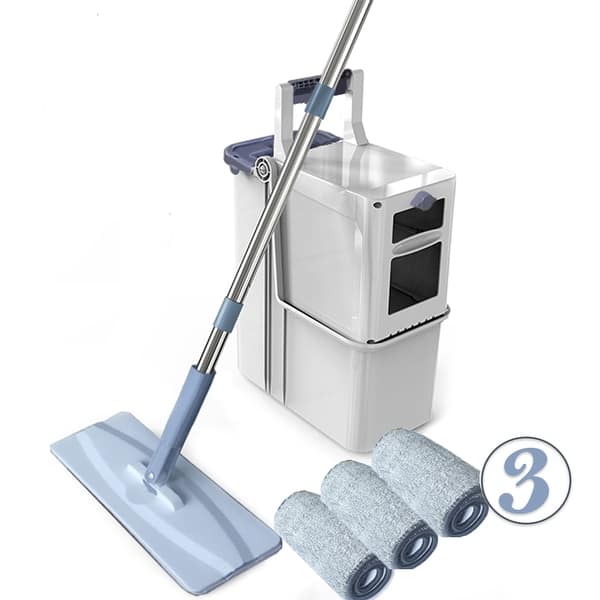 HANAMYA Floor Mop and Bucket Set with 3 Microfiber Mop Pads Bed Bath