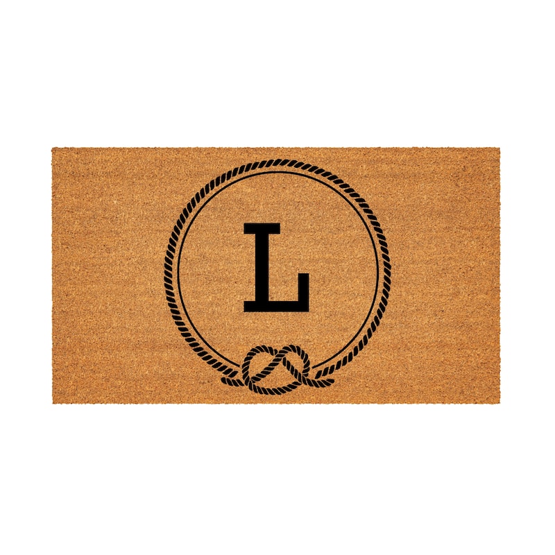 Coastal Coir Mat Nautical Monogram 28"x16" - Letter L
