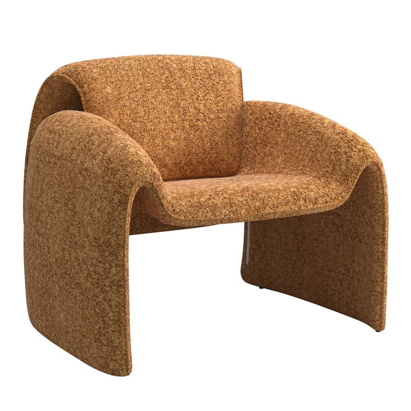Maratea Round Arm Accent Chair and Ottoman by iNSPIRE Q Modern - Chair Only - Orange Boucle