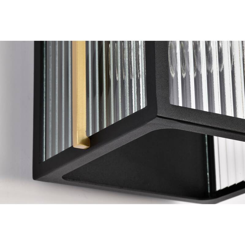 Holden Large Outdoor Lantern Gold and Black Finish Clear Glass - Black / Gold