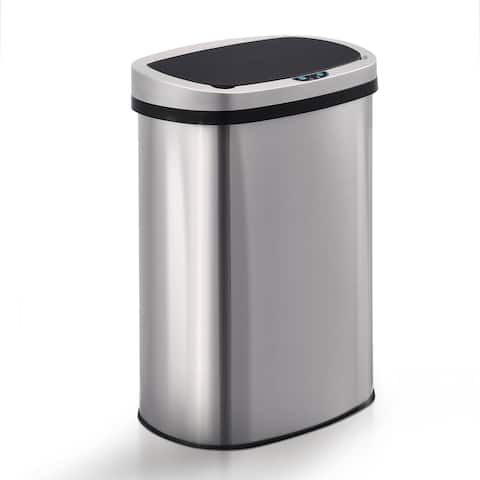 Innovaze 13 Gal./50 Liter Stainless Steel Oval Motion Sensor Trash Can for Kitchen