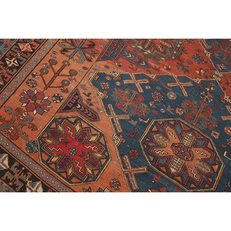 Hand Knotted Oriental 100% Wool Carpet Traditional Tribal Oranges & Rust Sumak Area Rug - 10' 6'' X 6' 8''
