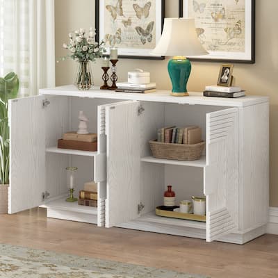 Carved Buffet Storage Cabinet Sideboard with Adjustable Shelve, Vintage TV Cabinet Entryway Floor Cabinet Cupboard Console Table