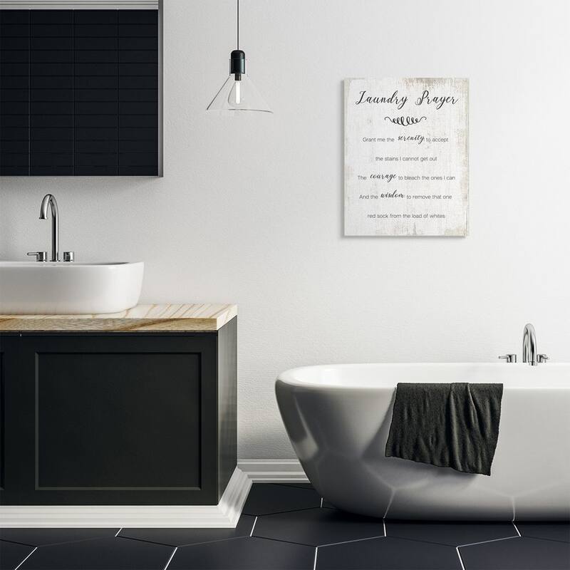 Stupell Family Laundry Room Prayer Faith Inspired Humor Canvas Wall Art - Black