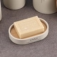 preview thumbnail 1 of 59, Chic Polyresin Soap Dish with Draining Bamboo Insert - 5 L x 3.4 W x 1 H Beige
