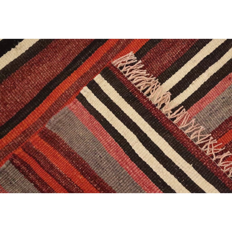 Hand Woven Oriental 100% Wool Carpet Southwestern Geometric Multi-Colored Kilim Area Rug - 9' 3'' X 5' 3''